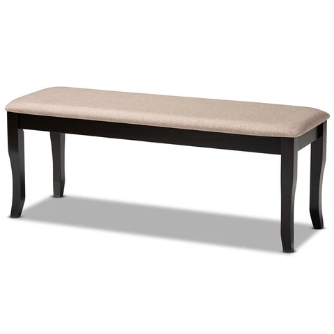 Baxton Studio Cornelie Sand Fabric and Dark Brown Finished Wood Dining Bench Cover