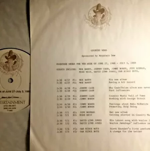RADIO SHOW: COUNTRY NEWS INTERVIEWS 6/27/88 JOHNNY CASH, JIMMY BOWEN, MIKE REID - Picture 1 of 1