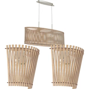 Ceiling Pendant Light & 2x Matching Wall Lights Maple Wood Trendy Linear Lamp - Picture 1 of 5
