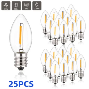 25PCS C7 LED Christmas Light Bulb Shatterproof LED BulbsWarm White  E12 2200K  - Picture 1 of 10