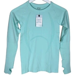 P’tula Womens Reenergize Long Sleeve Seamless Mint Aqua Fitted Workout Shirt XS - Picture 1 of 7