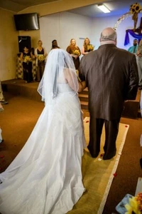 Bridal Wedding Dress White Beads Gown New Size 18 W David’s Bridal - Picture 1 of 4