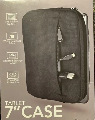 NEW Black Zippered Tablet 7” Case w/Foam Pad Protection Fits Tablets Up To 7” - Image 1 of 4