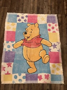 Vintage 1990’s Disney Winnie The Pooh Crib Acrylic & Stain Blanket 35"x44” USA - Picture 1 of 5