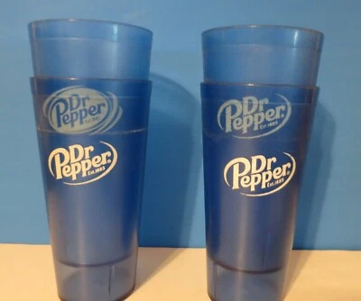 Dr. Pepper 24 oz. Blue Plastic Tumblers Glasses  IMPACT INTERNATIONAL SET of 4 Foto 1 de 3