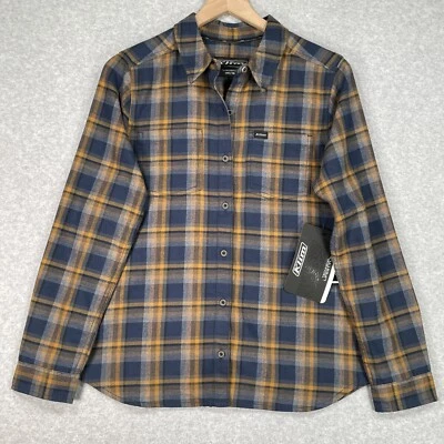 Camisa de Franela Klim Sunlight Trail M Azul Marrón A Cuadros Peso Medio Exterior Abotonada Foto 1 de 4