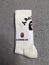 BAPE A Bathing Ape Head Logo Crew Socks White Black Mens Womens
