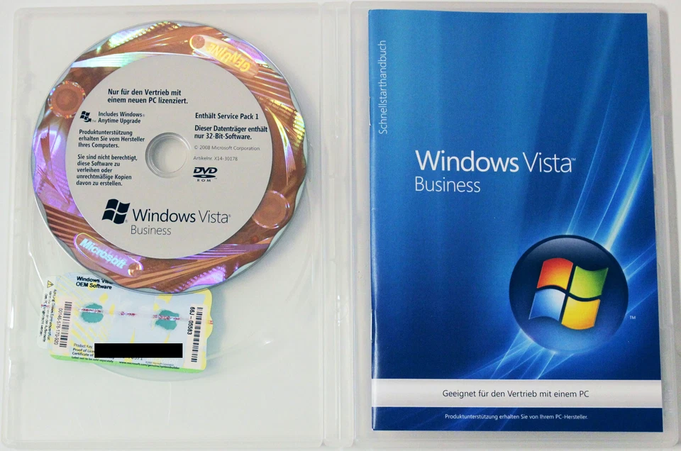 Microsoft Windows Vista Business - 32-Bit - SP1 - Deutsch - 66J-05583 - Bild 1 von 1