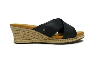 UGG Australia Women's Flare Wedge Black Sandal Slide on New 6 M - Picture 1 of 4