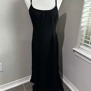 Vintage Express Compagnie Internationale Slip Dress Black Long Maxi Womens 9/10 - Picture 1 of 6