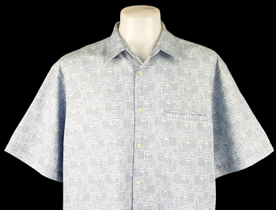 WEATHERPROOF Mens Heavy Cotton Blue S/S HAWAIIAN SHIRT - XL - Chest 52” -RRP £55 - Image 1 of 4