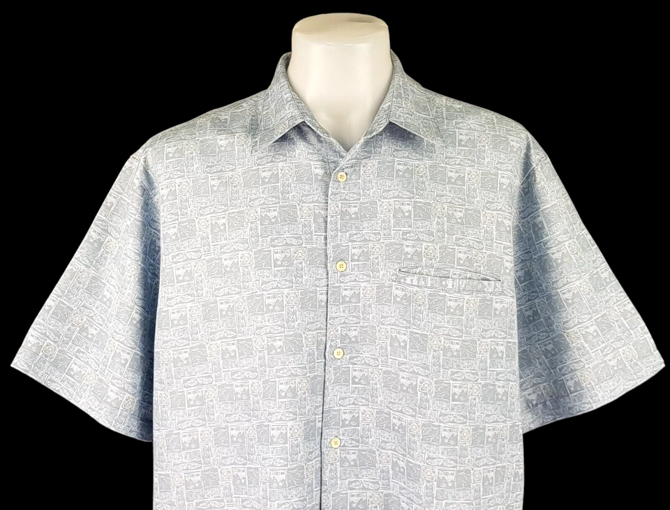 WEATHERPROOF Mens Heavy Cotton Blue S/S HAWAIIAN SHIRT - XL - Chest 52” -RRP £55 - Image 1 of 4
