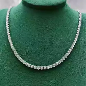 20CT Round Cut Lab Created Diamond Women's Tennis Necklace 14k White Gold Plated - Picture 1 of 10