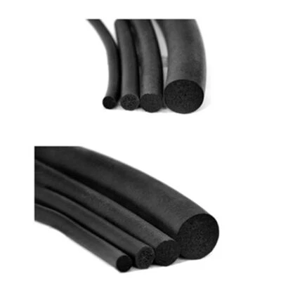 9mm/0.35" Dia x 10 Meters/33 Ft Long Round EPDM Foam Rubber Weather Seal Strip - Image 1 of 4