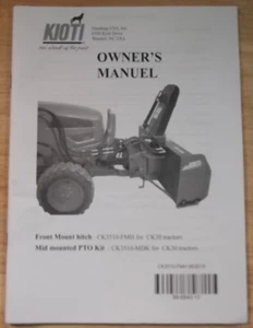 KIOTI FRONT MOUNT HITCH MID MOUNT PTO OPERATION MAINTENANCE MANUAL CK30 TRACTOR - Picture 1 of 7
