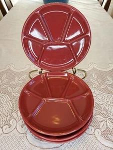 Williams sonoma Set di 4 Piatti Sushi Fonduta Rosso 8" Sezioni Divise - Foto 1 di 6
