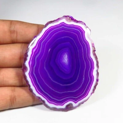 Natural Slice Geode Agate Cabs 68x55 mm Slice Smooth Purple Gems 178Cts  BS-954 - Image 1 of 4