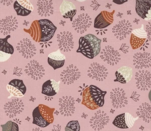 SLOW STROLL 3 yds Moda Fabric quilting fall sewing acorns pink shabby 45542-12 - Picture 1 of 3