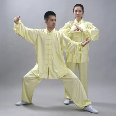 Chinese Women Men Kung Fu Uniform Martial Arts Wushu Taiji Suit Milk Silk NEW - Image 1 of 4