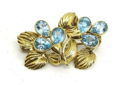 Pin de oro amarillo de 18 quilates con topacio 4,84 gramos 6 topacio: aproximadamente 3,0 quilates Foto 1 de 4