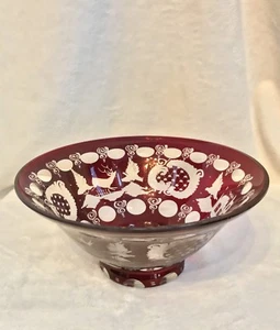 Vintage EGERMANN RUBINROT Böhmisch Tschechische Kunst Glas - 8" SCHÜSSEL - Bild 1 von 12