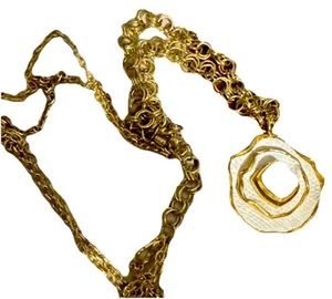 Kara Ross for Kara Pendant Necklace Metallic Lizard Python White FlowerFree Ship - Picture 1 of 2