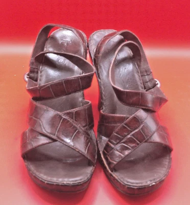 TACONES GRUESOS DE CUERO MARRÓN BOLO TALLA 6 SH10 Foto 1 de 4