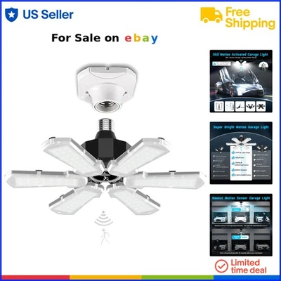 Motion Sensor Garage Light Plastic Modern Ceiling Fixture Bright LED - Image 1 of 4
