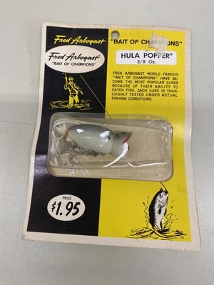 Винтажная рыболовная приманка Fred Arbogast 760 S HULA POPPER 3/8 унции как новая на картонке - Изображение 1 из 4