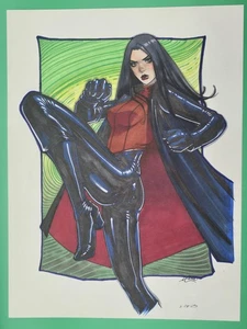 Original Mario Chavez Comic Art Pinup Sketch Color 9"x12" Lady Shiva - Picture 1 of 1