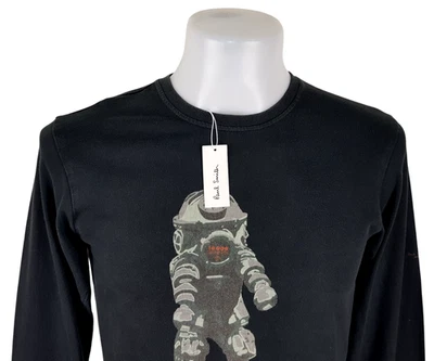 CAMISETA JERSEY PAUL SMITH Hombre Negra L/S Cuello Redondo Spaceman - M - 42" - PVP £75 Foto 1 de 4