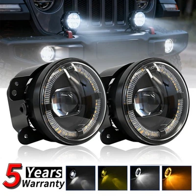 For Dodge Magnum 2005-2008 2x 4" Inch Round LED Fog Lights Driving Lamps 8000LM - Image 1 of 4