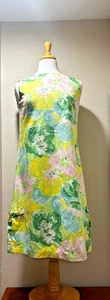 Vintage 1950's  Lilly Pulitzer Dress Size S Blue Floral 100% Cotton ILGWU Label - Picture 1 of 18