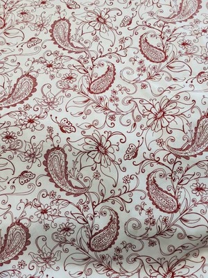 Romance escarlata de Judy Hansen para acolchado en blanco floral cachemir 6 yardas x 44 rojo Foto 1 de 4