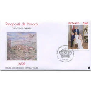 monaco 2021 prince ALBERT official photo familyprincess CHARLENE child 1v FDC PJ - Picture 1 of 1