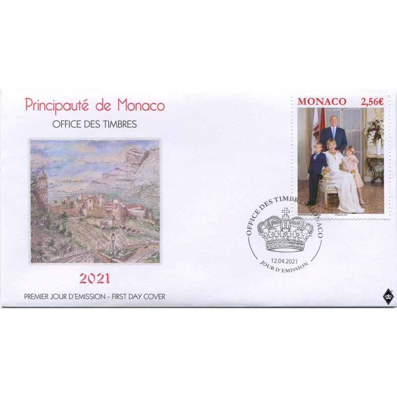 monaco 2021 prince ALBERT official photo familyprincess CHARLENE child 1v FDC PJ - Image 1 of 1