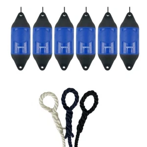 6 x HURRICANE Vortex Bootsfender: Royal Blue PM03 - FREE SPLICED END 10MM ROPE - Bild 1 von 2