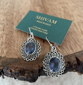 Shivam 925 Silver Earrings With Blue Myistic Quartz Retail $68 - Picture 1 of 5