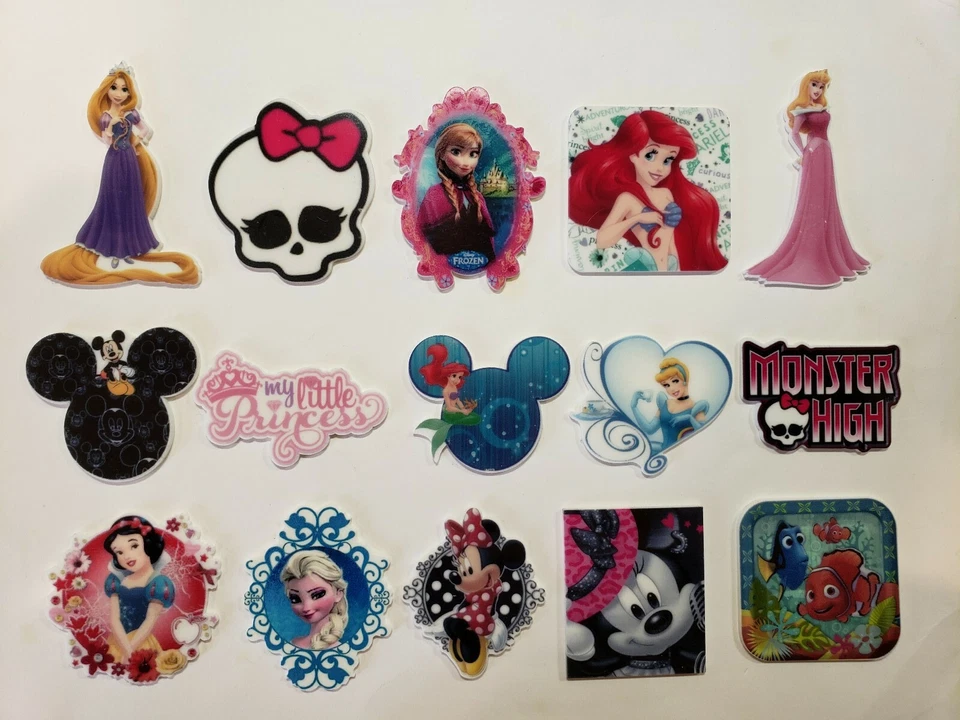 15 Pcs Mixed Lot Flatback Resin Cabochon Hair Bow Center Supply. - Image 1 of 1