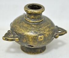 Antique Brass Ink Well Pot Original Old Hand Crafted Engraved
