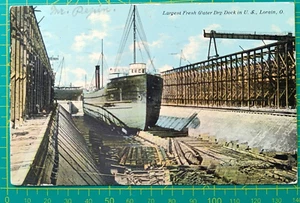 US postcard 1911, Largest DD in Lorain,O., Franklin 1c gr.,Patriotic Flag cancel - Picture 1 of 11