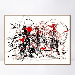 Framed Canvas Abstract Series#6 by Jackson Pollock Giclee Print Art 24"x32" - Picture 1 of 8