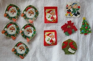 JUEGO VINTAGE DE 11 PEGATINAS DENNISON NAVIDAD SANTA NIÑOS FLOR DE PASCUA SELLOS - Imagen 1 de 1