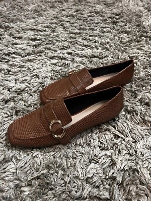 Charles & Keith Mujer Marrón Imitación Cuero Estampado Serpiente Mocasines Planos Talla 36 Foto 1 de 4