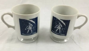 Menge 2, Vintage Morton Salz Regenschirm Mädchen Standfuß 8 Unzen Kaffeetasse Becher 1921 - Bild 1 von 4