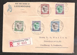 Luxembourg 1931 Caritas Einschreiben nach Freiberg in Sachsen 240-244 - Bild 1 von 2