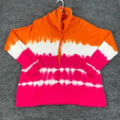 Sudadera Chaps Mujer Grande Naranja Rosa Manga Larga Cuello Embudo Activa Informal Foto 1 de 4