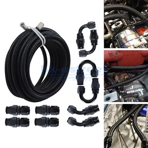 4AN PTFE Fuel Line Kit E85 Nylon Braided Fuel Hose AN4 20FT with 10pcs Fittings - Picture 1 of 21