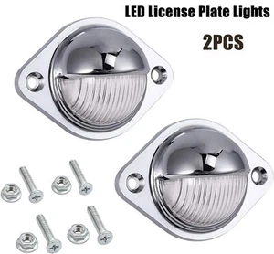 2pcs Universal Chrome LED License Plate Tag Lights Car Truck Trailer Lorry Lamp - Bild 1 von 9
