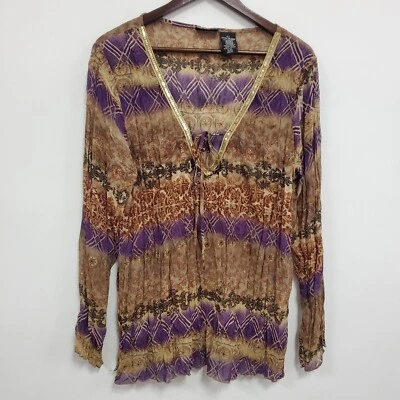 Top Mixit Mujer Fairy Grunge Festival Talla 1X Marrón Hippie Boho Lentejuelas Transparentes Foto 1 de 4